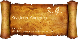 Krajcsa Gergely névjegykártya